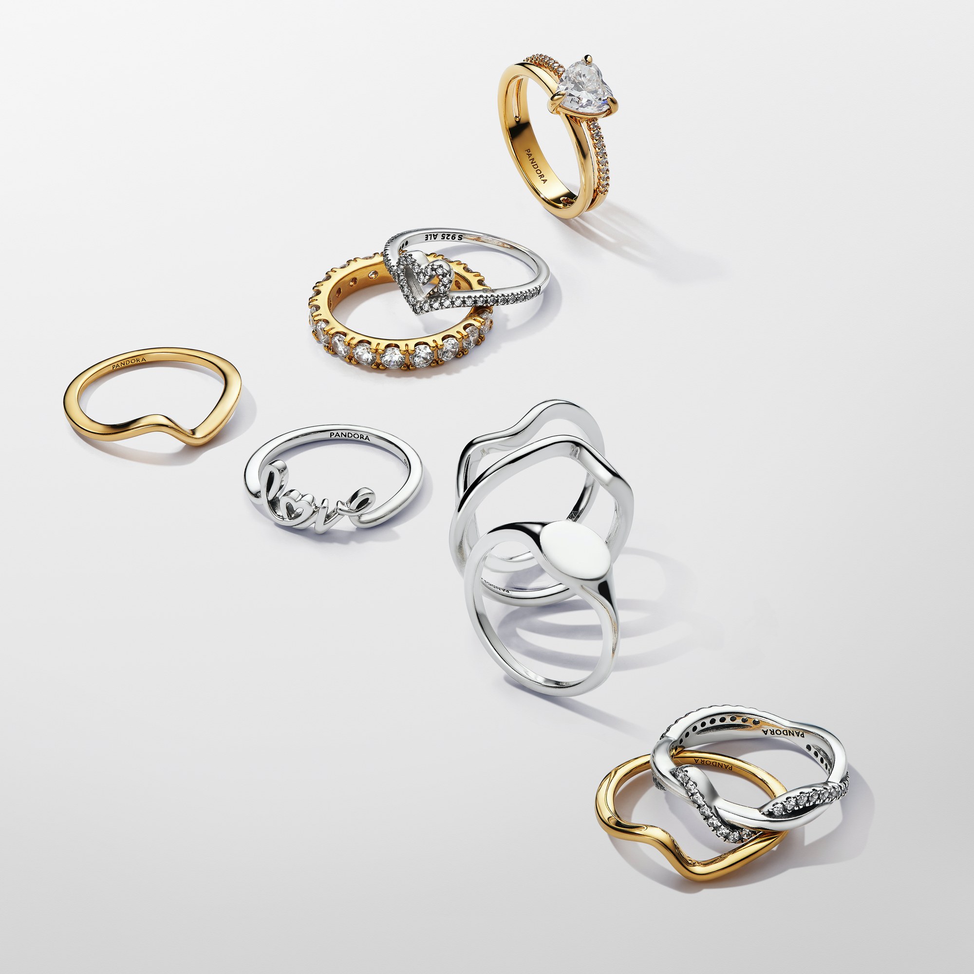 Pandora poliert - Welle Ring - Gelbgold verg. – Ansicht 2
