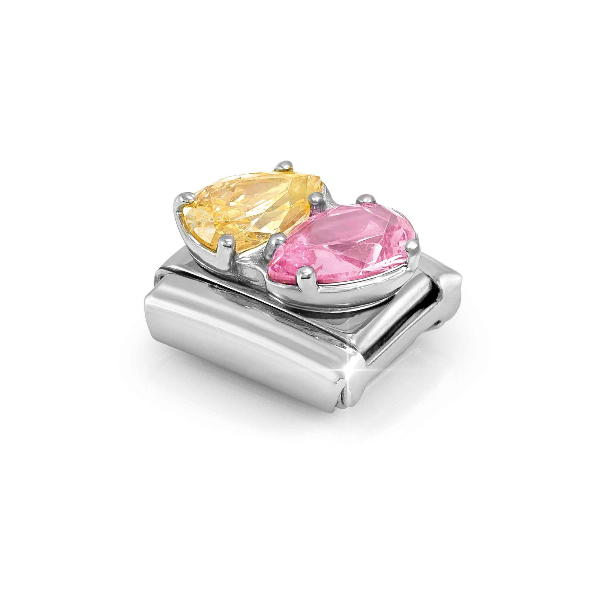 Nomination Classic Sterling Silber charm - 2 Tropfen - Zirkonia - Gelb & Rosa – Ansicht 5