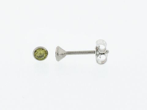 Silber Ohrringe Kelch mit einem Durchmesser von 3,3 mm, ausgestattet mit einem grünen Zirkonia, Hersteller Juwelier Harnisch.
