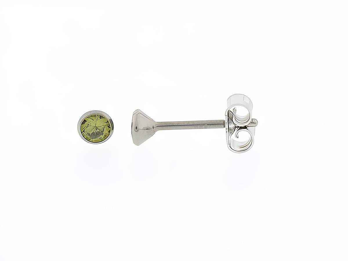 Silber Ohrringe Kelch mit einem Durchmesser von 3,3 mm, ausgestattet mit einem grünen Zirkonia, Hersteller Juwelier Harnisch.