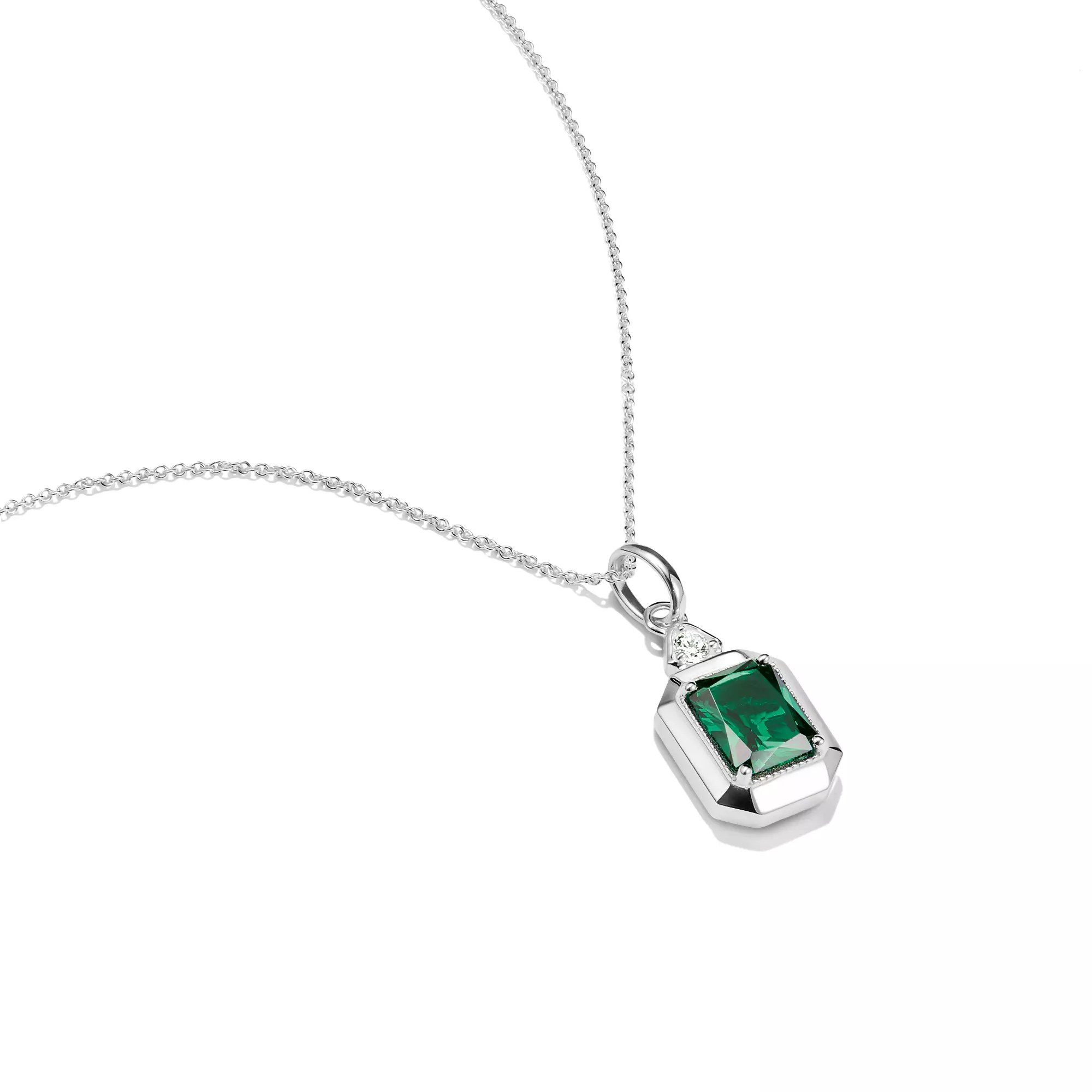 Thomas Sabo ELYNDRA Kette 40 - 45 cm - Sterling Silber & Glas-Keramik Stein & Zirkonia - Grün – Ansicht 2
