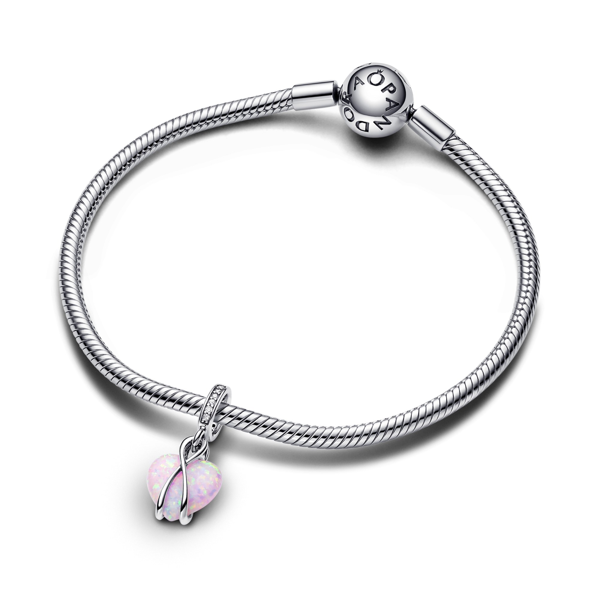 Pandora Mum Schillernder Herz Charm-Anhänger - Silber - Steinmix Pink – Ansicht 2