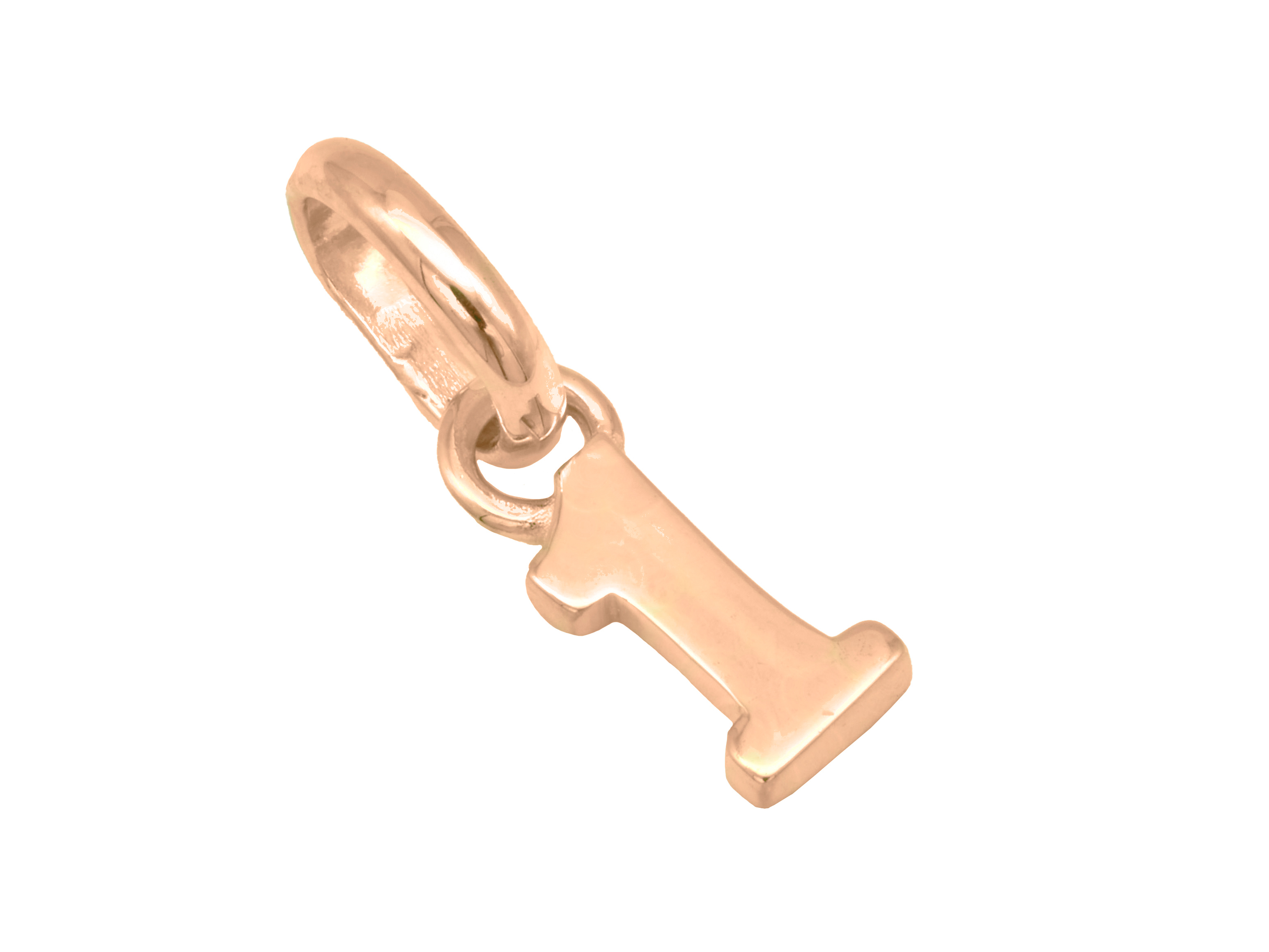 Silber Anhänger in Form der Zahl 1, gefertigt aus hochwertigem Sterling Silber, roségold vergoldet und poliert, symbolisiert Glück und besondere Momente, Hersteller Juwelier Harnisch.