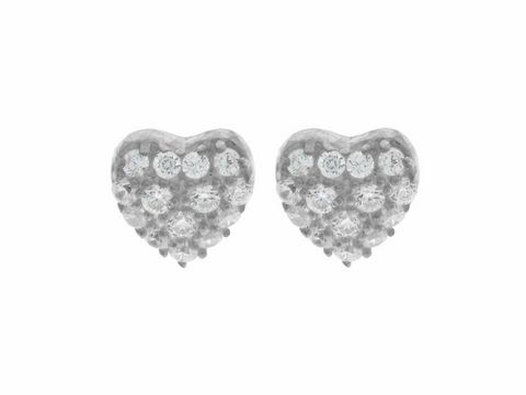 Ohrringe Stecker in Herzform aus Silber rhodiniert mit glamourösem Zirkonia-Schmuck von Juwelier Harnisch. Ideal für einen eleganten Look.