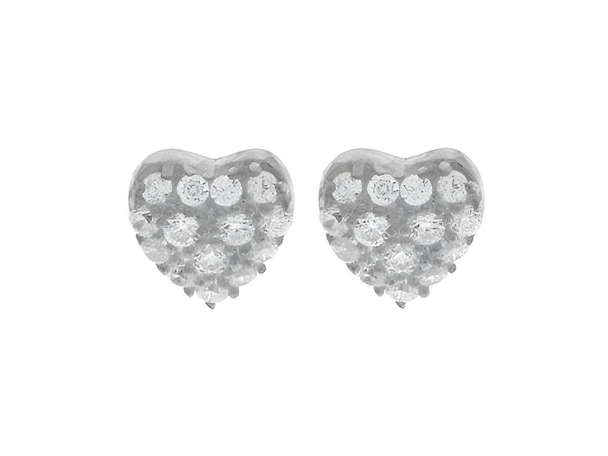 Ohrringe Stecker in Herzform aus Silber rhodiniert mit glamourösem Zirkonia-Schmuck von Juwelier Harnisch. Ideal für einen eleganten Look.