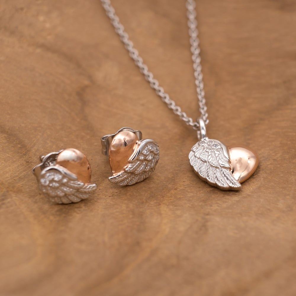 Engelsrufer LILHEARTWING Kette Herzflügel Bicolor mit Zirkonia - Roségold vergoldet auf Silber 40 cm – Ansicht 4