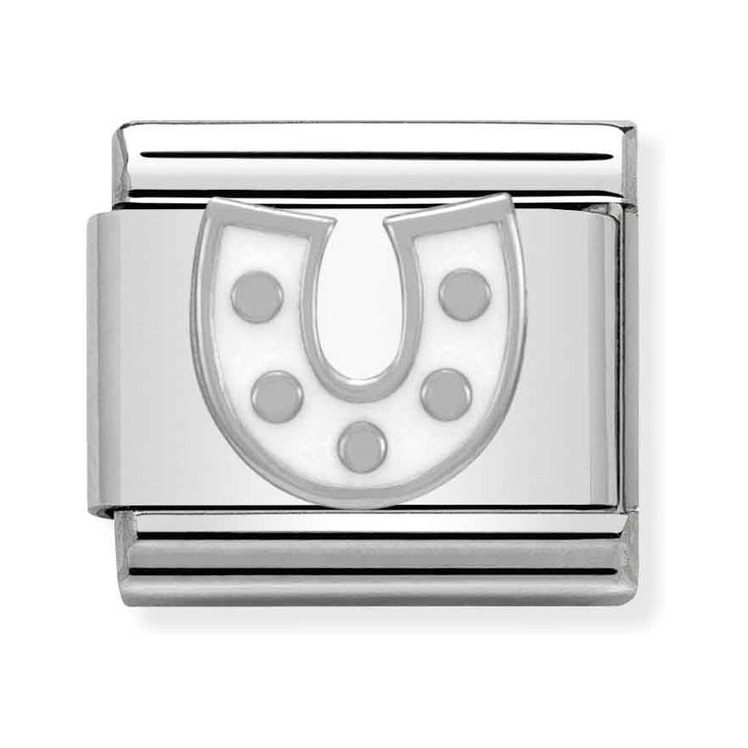Nomination Composable Classic Charm Hufeisen weiß - Edelstahl, Silber 925, Emaille