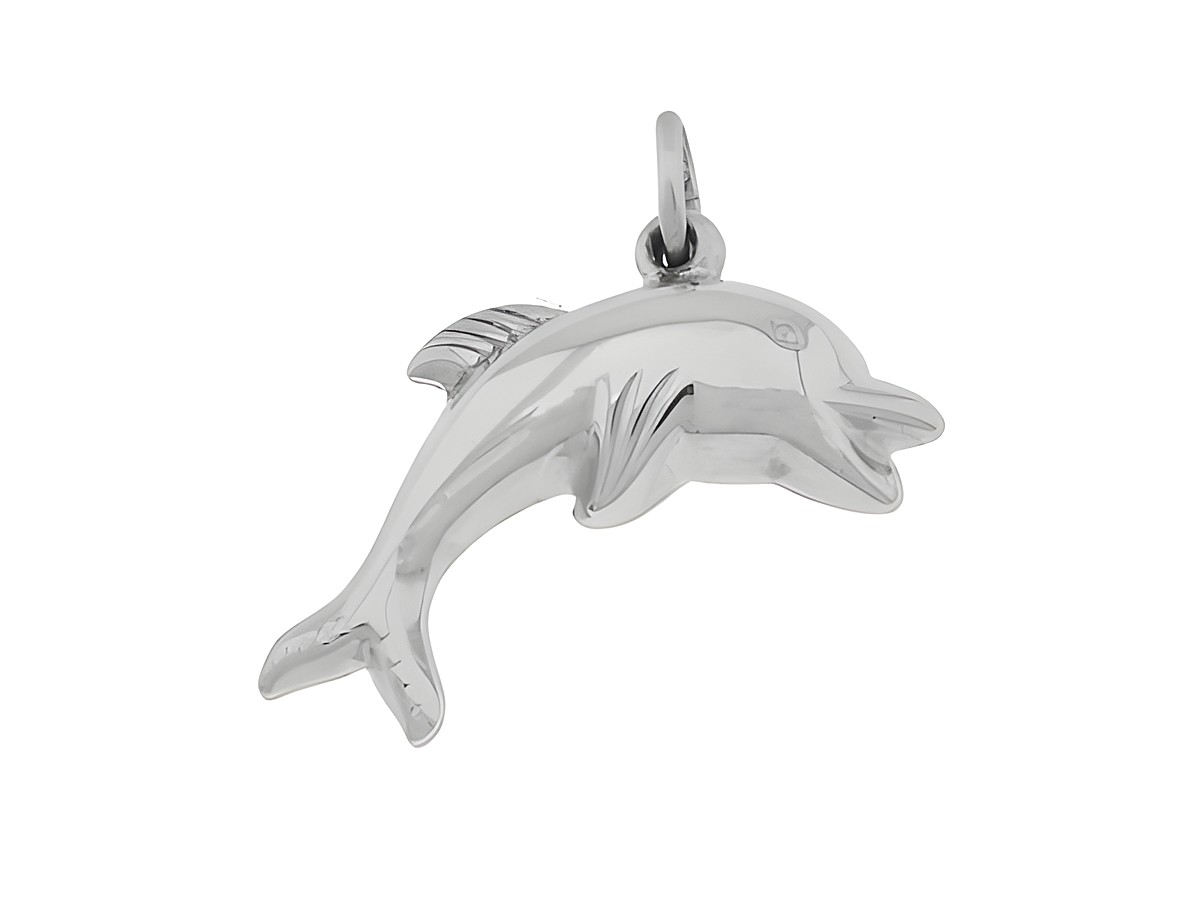 Delfin Anhänger aus 925 Sterling Silber verspielt ca 1,9 cm Hersteller Juwelier Harnisch Tiere.