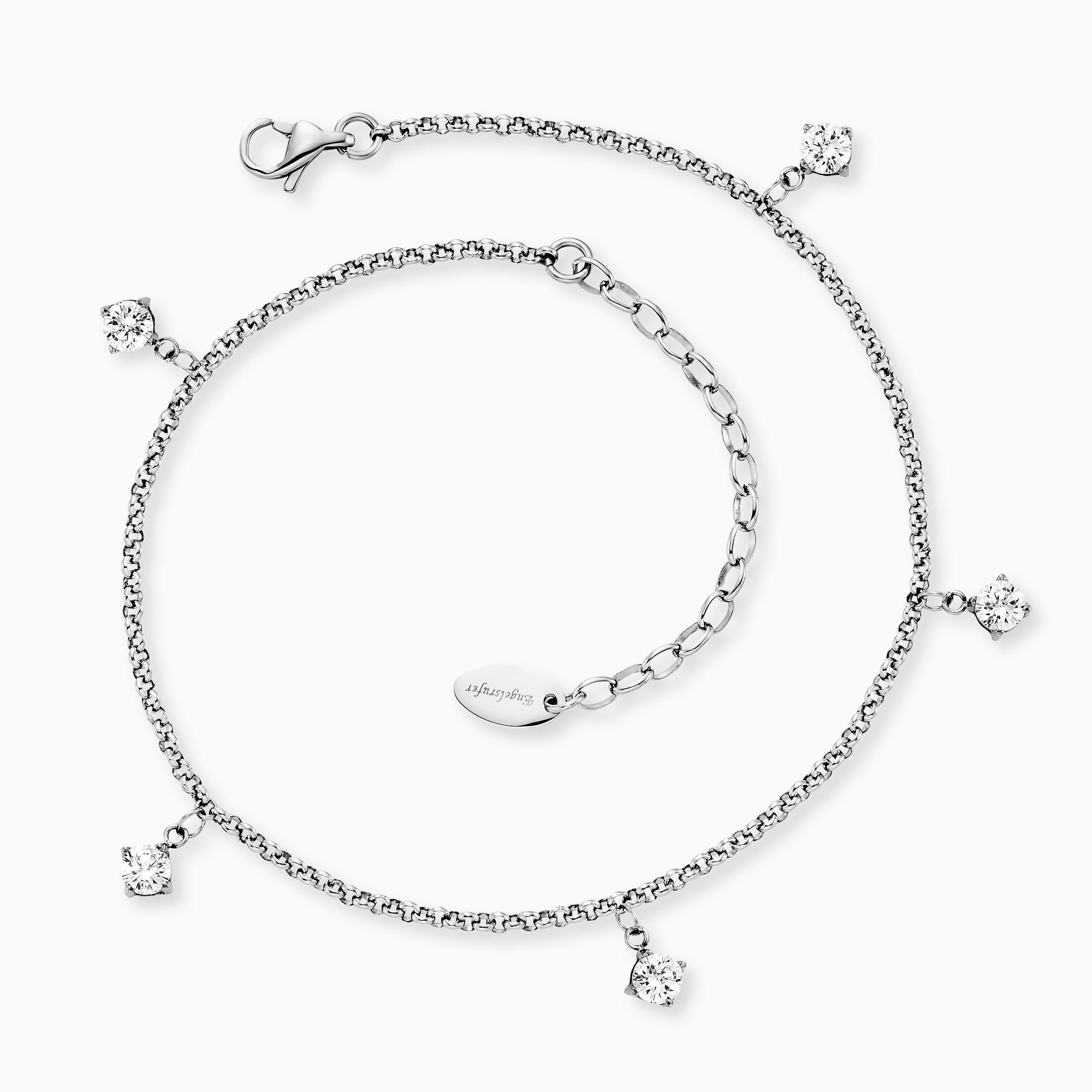 Engelsrufer Fußkette Shiny in Edelstahl mit Zirkonia - 22 + 5 cm – Ansicht 3