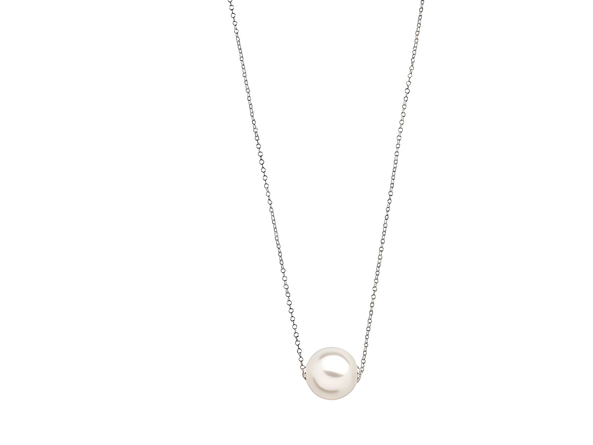 Eine elegante Xenox Sterling Silber Kette XS5322 mit einer Länge von 40-45 cm, die eine wunderschöne Perle als zentralen Anhänger hat, ideal für stilvolle Anlässe.