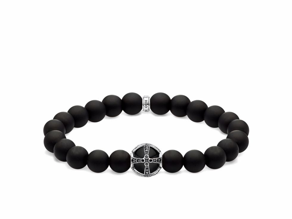 Thomas Sabo Armband aus Sterling Silber mit Obsidian und Onyx, 19,5 cm lang, schwarze Zirkonia und mattierte Perlen, stilvolles Accessoire für modebewusste Träger.