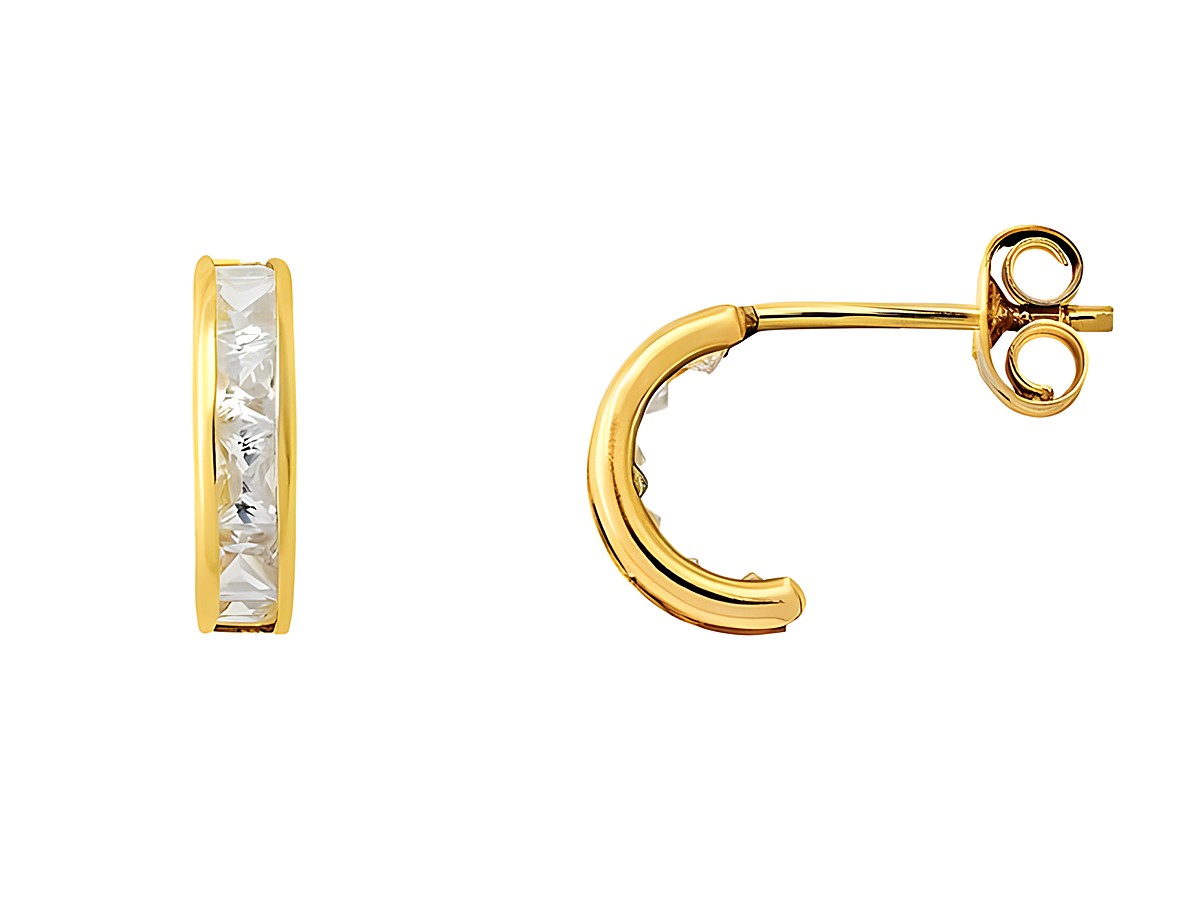 Gelbgold Creolen in 585er Qualität, poliert, mit Zirkonia besetzt, elegantes Design von Xenox, ideal für jeden Anlass, hochwertiger Echtgold Ohrschmuck.