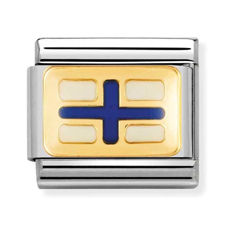 Nomination Composable Classic Charm Flaggenalphabet X - Edelstahl, Gold 750 Gelbgold, Emaille