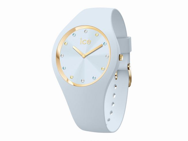 Ice Watch Uhr 022360 ICE cosmos Clear Sky Small in sanftem Blau mit goldenen Akzenten und glitzernden Ziffern. Modernes Design für stilvolle Trageanlässe.
