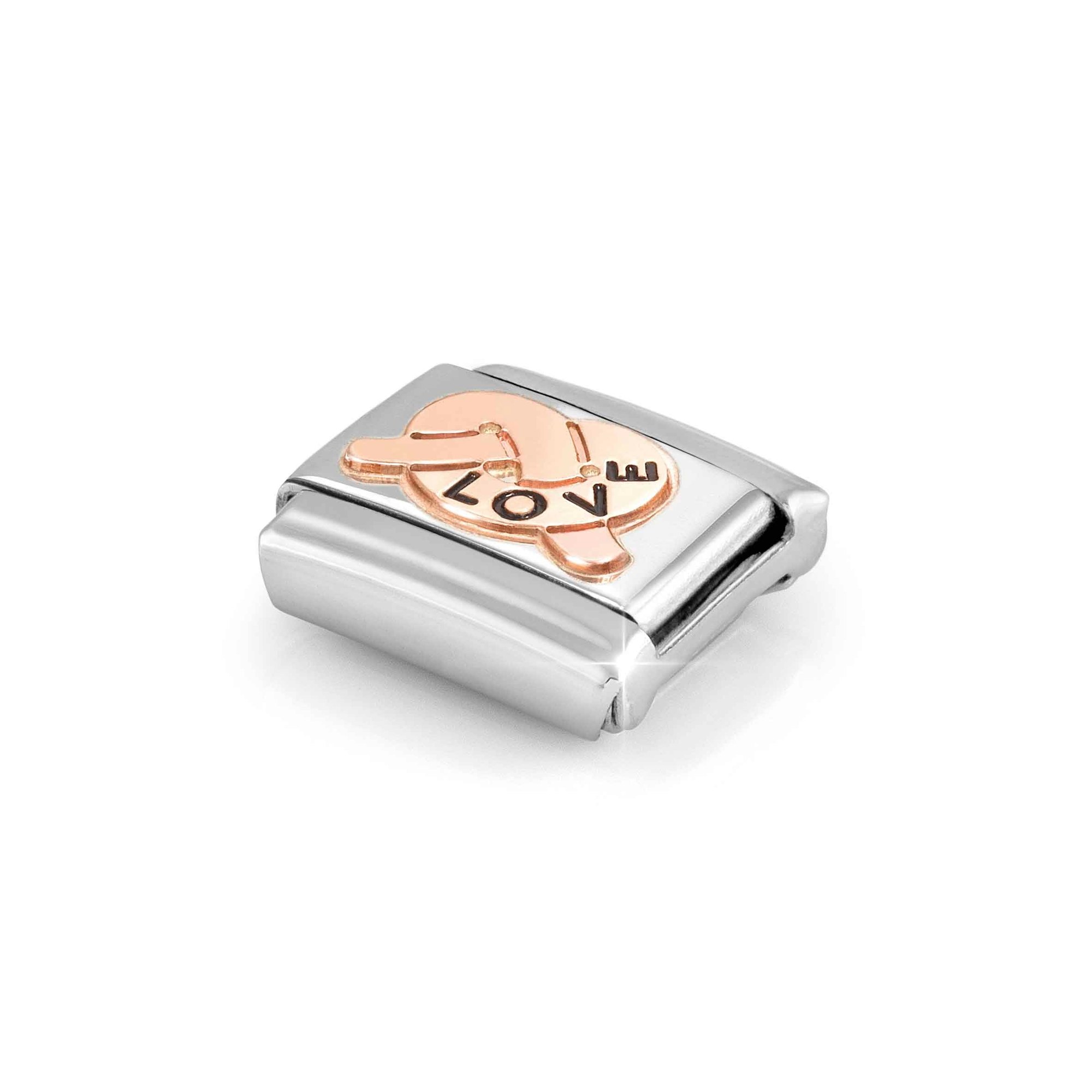 Nomination Composable Classic Charm Knoten LOVE - Edelstahl, Gold 375 Roségold – Ansicht 4