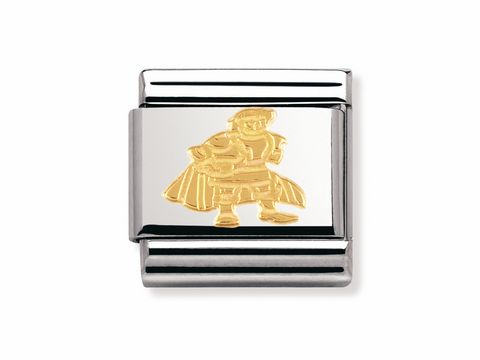 403014904-0 Charm für Armband aus Edelstahl mit goldenem Rittermotiv, Hersteller Nomination, Design Märchen Gold. Ideal für individuelle Schmuckkombinationen.