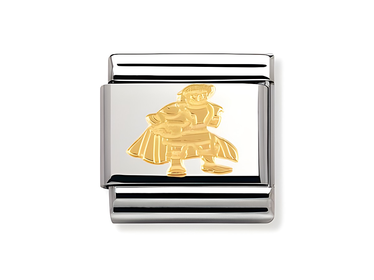 Charm für Armband aus Edelstahl mit goldenem Rittermotiv, Hersteller Nomination, Design Märchen Gold. Ideal für individuelle Schmuckkombinationen.