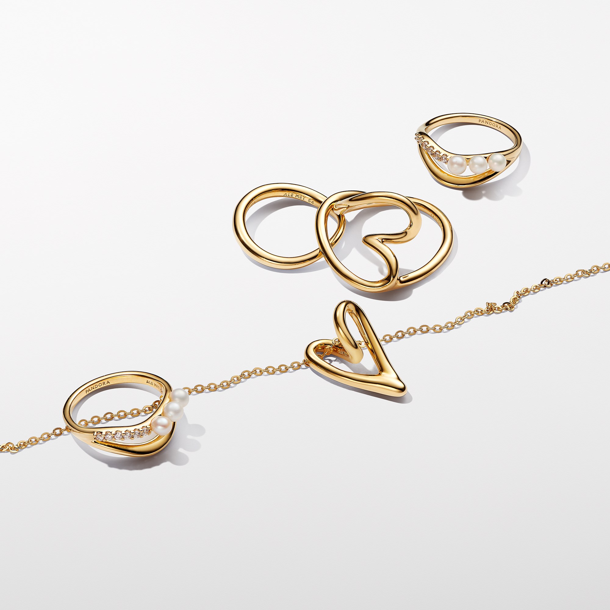 Pandora ESSENCE organisch Geformtes Herz Anhänger-Halskette - Gelbgold verg. - 70 cm – Ansicht 2