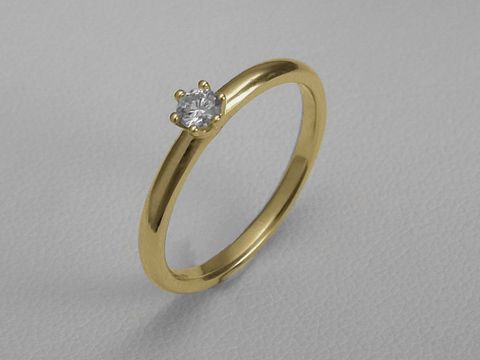 Verlobungsring aus 585 Gold mit einem brillantierten Stein von 0,10 ct in W/Si, Größe 52, Hersteller Juwelier Harnisch, elegant und zeitlos.