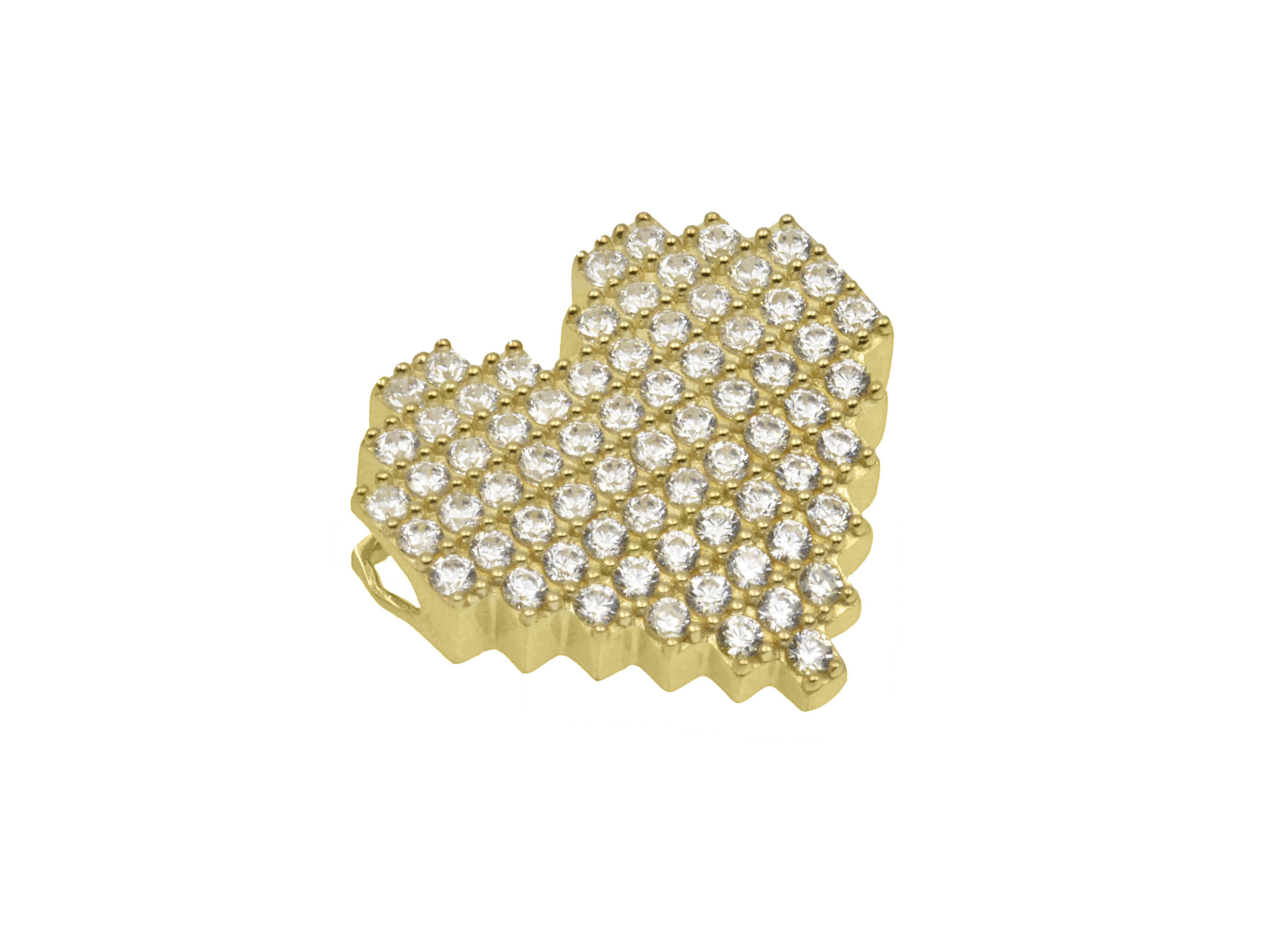 Pave Herz Anhänger aus Sterling Silber mit Gelbgold Vergoldung und Zirkonia von Juwelier Harnisch, stilvoll und elegant, ideal als Schmuckstück für besondere Anlässe.