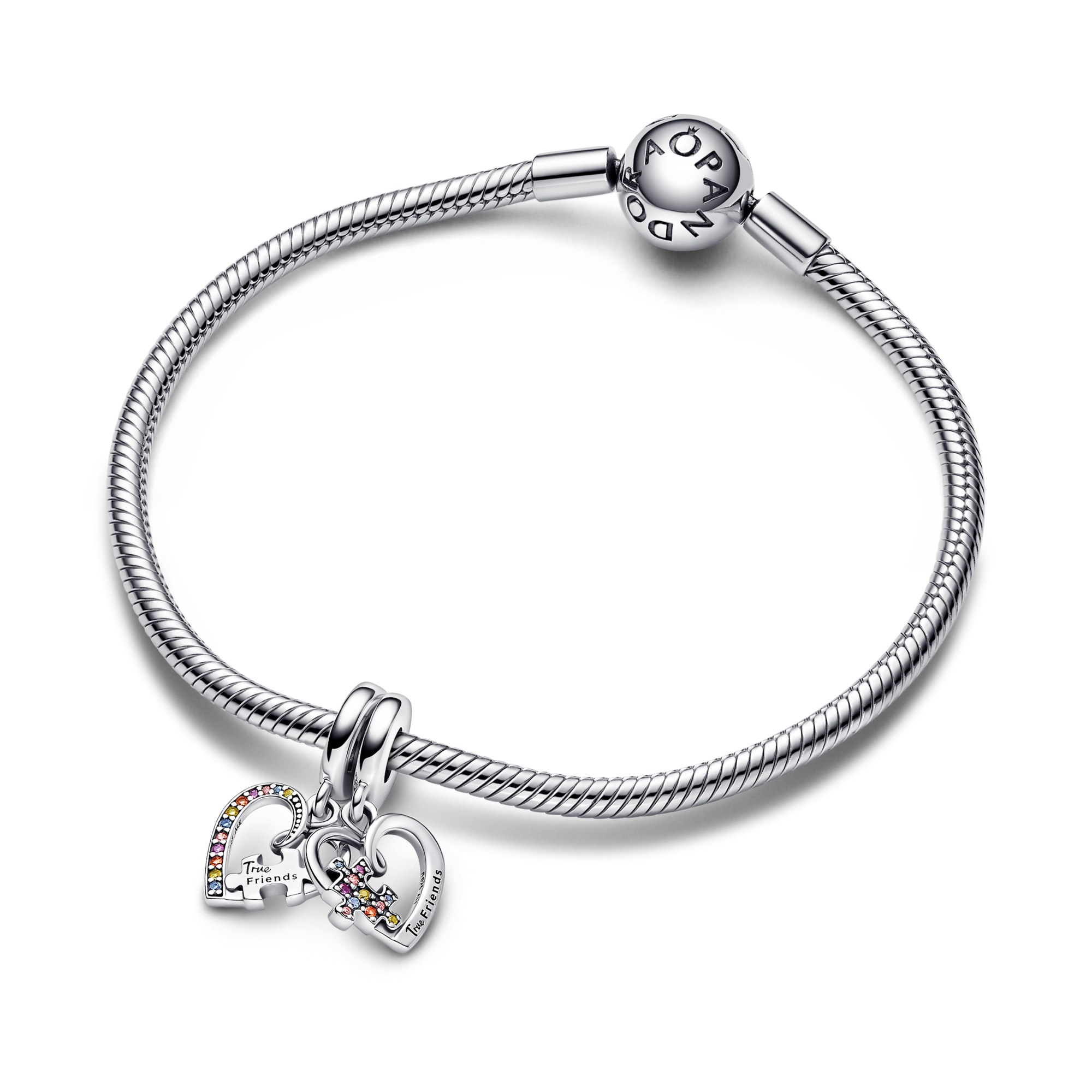 Pandora Puzzleteile Herzen - teilbarer Freundschafts- Charm-Anhänger - Sterling Silber – Ansicht 3