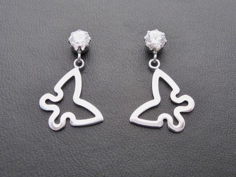 37293-0 Silber Ohrstecker in Form eines Schmetterlings mit weissem Zirkonia Stein, charmante Ohrhänger von Juwelier Harnisch, ideal für besondere Anlässe.