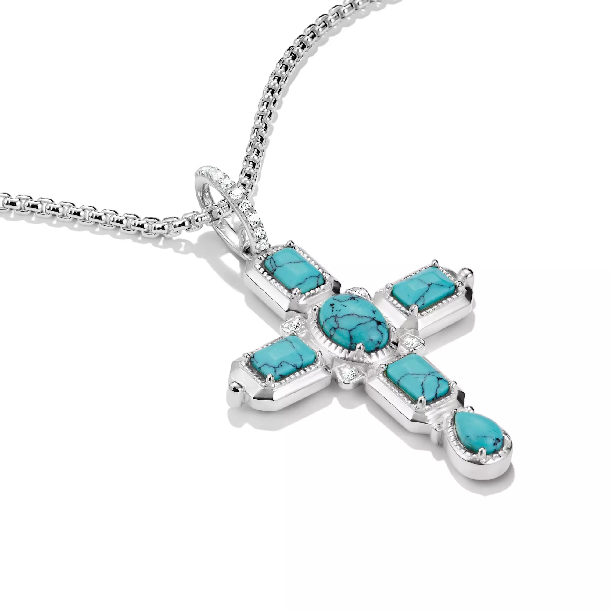 Thomas Sabo ELYNDRA Kreuz Anhänger - Sterling Silber & imit. Türkis & Zirkonia - Türkis – Ansicht 2