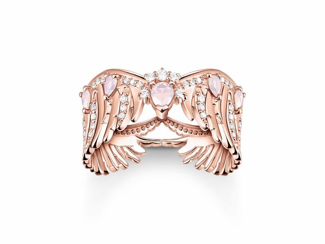 Ring von Thomas Sabo TR2411-323-9-56 aus vergoldetem Roségold mit funkelnden Details, Größe 56, elegantes Design mit geschwungenen Formen und zarten Steinen.