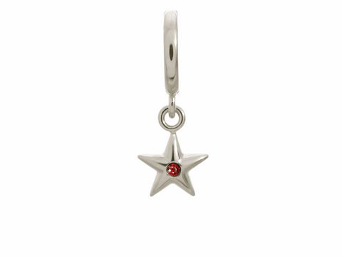 Silberner Anhänger in Sternform mit einem roten Stein in der Mitte, Hersteller Endless, Modell Garnet Shiny Star, ideal für Schmuckliebhaber und Anhaenger-Sammler.