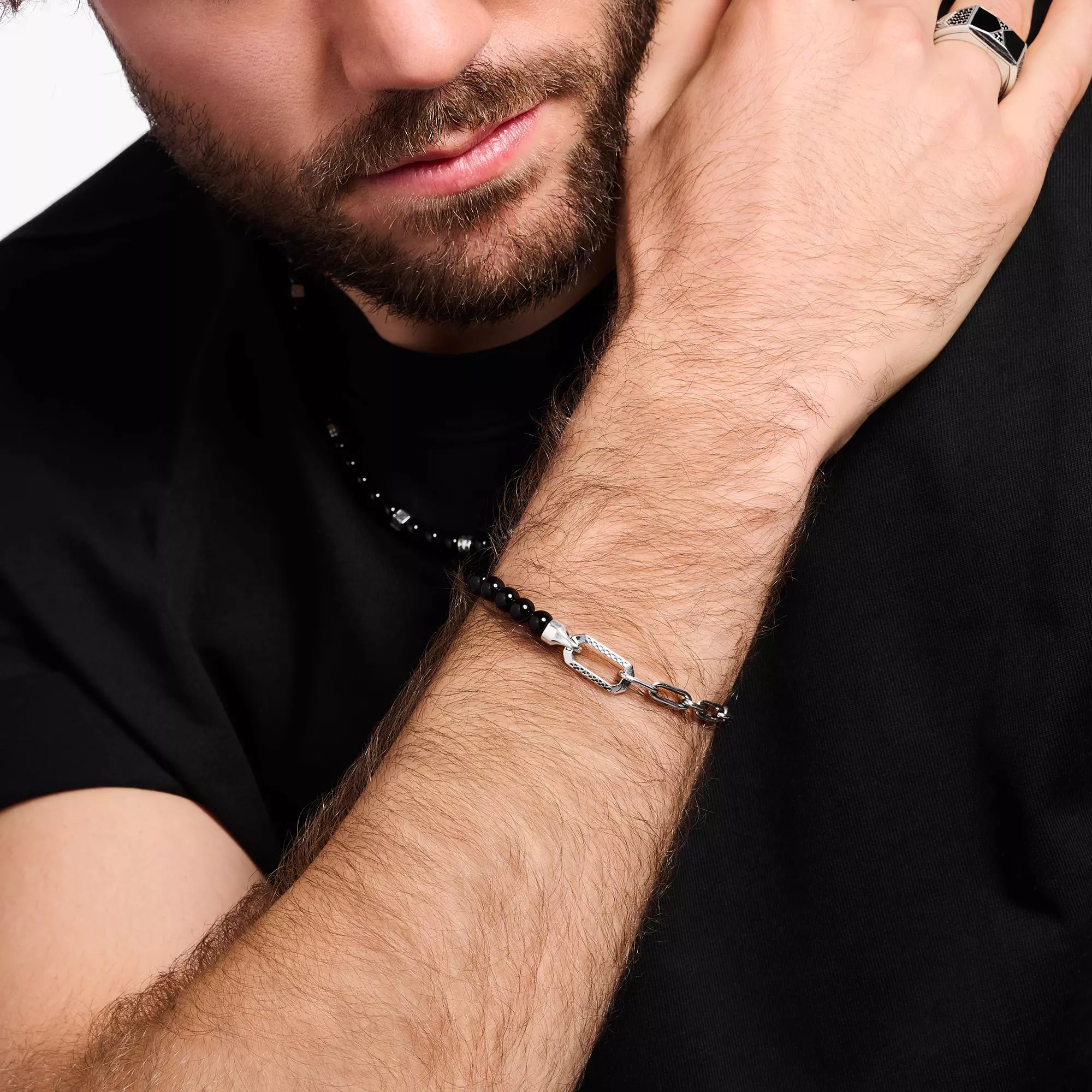 Thomas Sabo Armband - Silber geschw. + Achat schwarz - 16 - 19 cm – Ansicht 2