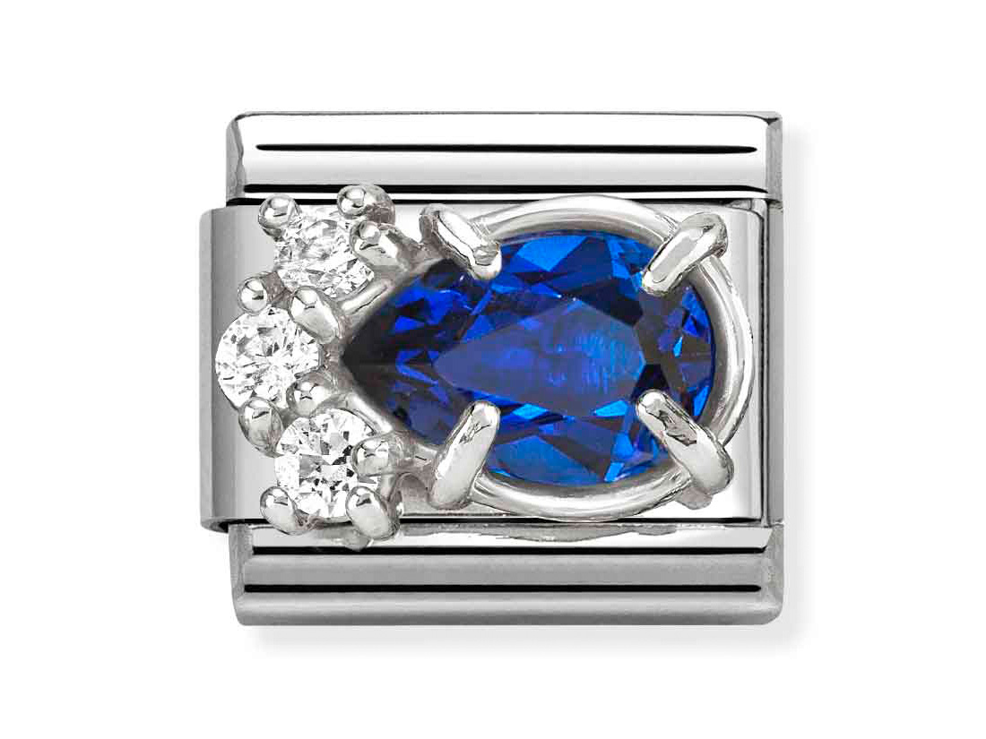 Classic Sterling Silber Charm in Tropfenform mit blauem und weißen Zirkonia, elegant und funkelnd, von Pandora, ideal für stilvolle Schmuckliebhaber. Neuheiten im Onlineshop.