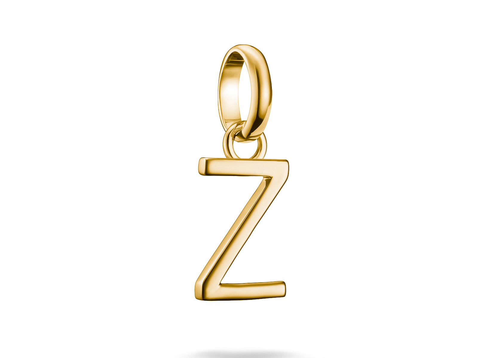 Charm von Thomas Sabo aus Silber mit gelbgoldener Vergoldung in Form des Buchstabens Z, mit einer Öse zur Befestigung im Charm Club CONNECT.