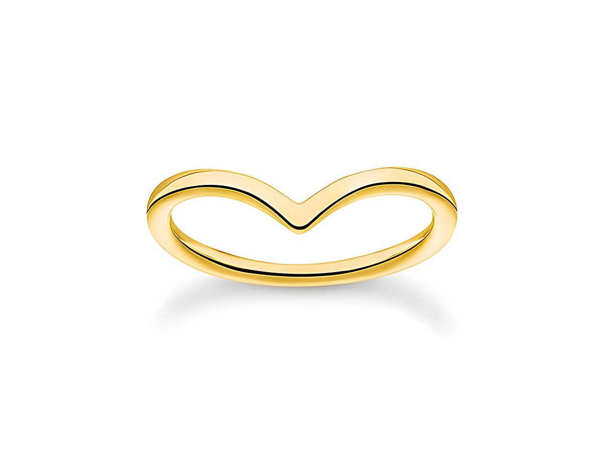 Thomas Sabo Ring TR2393-413-39-48 aus Sterling Silber, vergoldet in Gelbgold, Größe 48, mit elegantem, herzförmigem Design und glänzender Oberfläche.