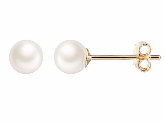 Gelbgold 585 Ohrstecker mit polierten echten Perlen, elegantes Design ideal für jeden Anlass, hergestellt von Xenox, hochwertiger Echt Gold Ohrschmuck.
