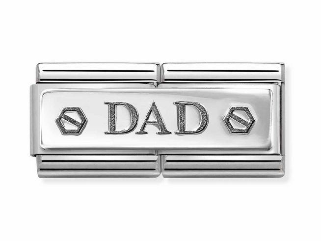 Sechskantschraube aus Sterling Silber und Edelstahl von Nomination, mit dem eingravierten Wort DAD, der elegante Schmuck folgt dem klassischen Designstil.