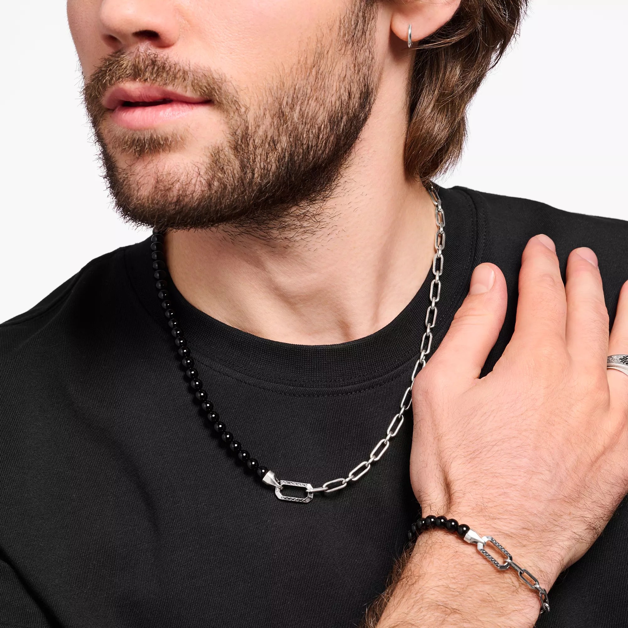Thomas Sabo Kette - Silber geschw. + Achat - schwarz - 50 - 55 cm – Ansicht 2