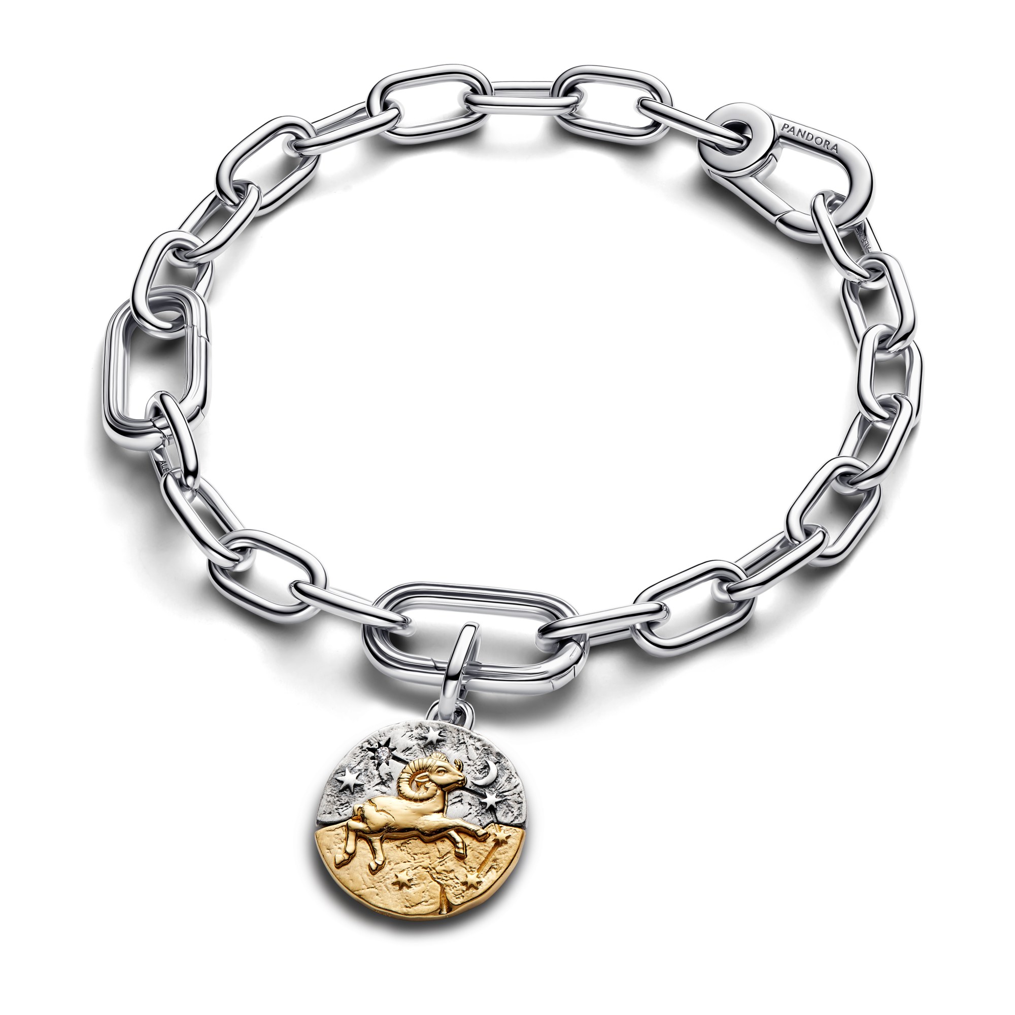Pandora ME - Sternzeichen Widder - Charm - Sterling Silber & Gelbgold Vergoldung - 16 mm – Ansicht 3