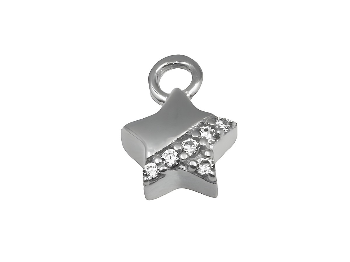 Einhänger für Creolen in Sternform aus rhodiniertem Sterling Silber mit funkelnden Zirkonia, Hersteller Juwelier Harnisch, ideal für individuelle Schmuckgestaltungen.