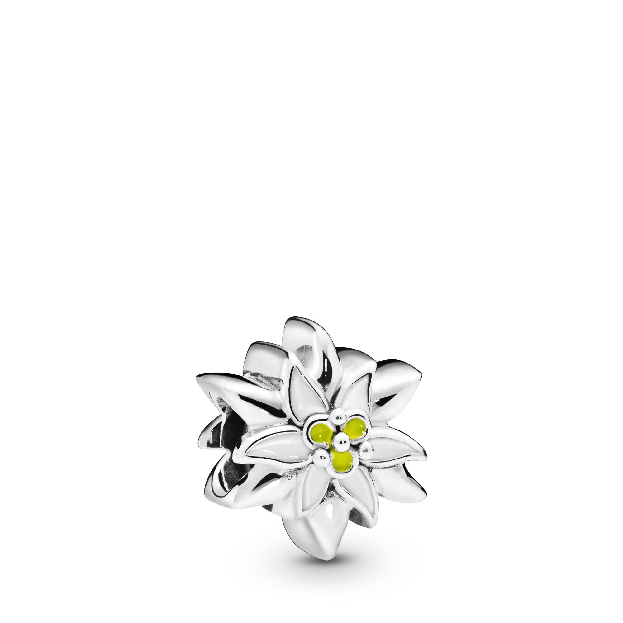 Pandora Edelweiß Sterling Silber Charm + Weiß & Gelb Emaille