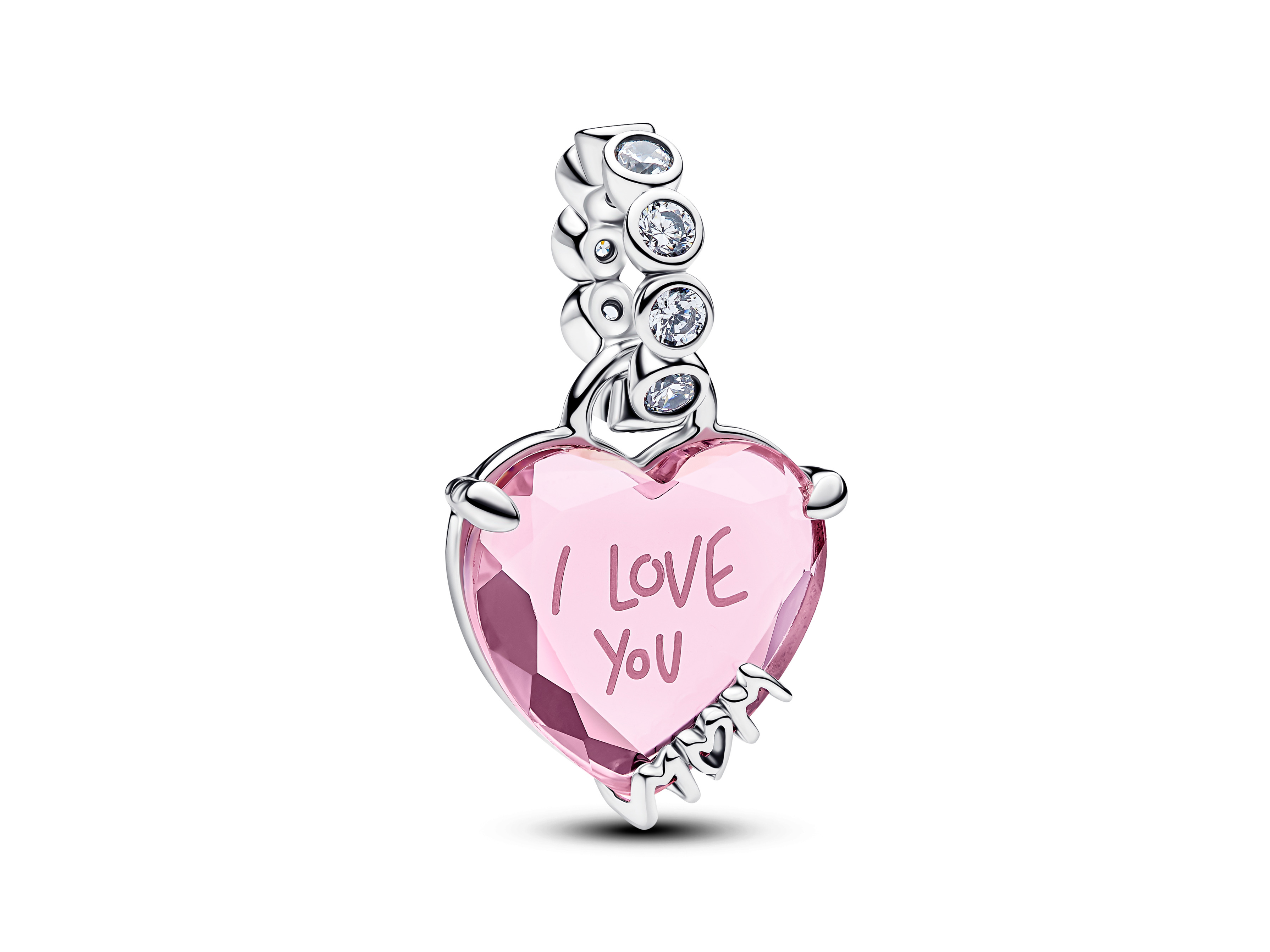 Pandora 794464C01 - I Love You Mom Charm-Anhänger - Sterling Silber - Zirkonia Pink