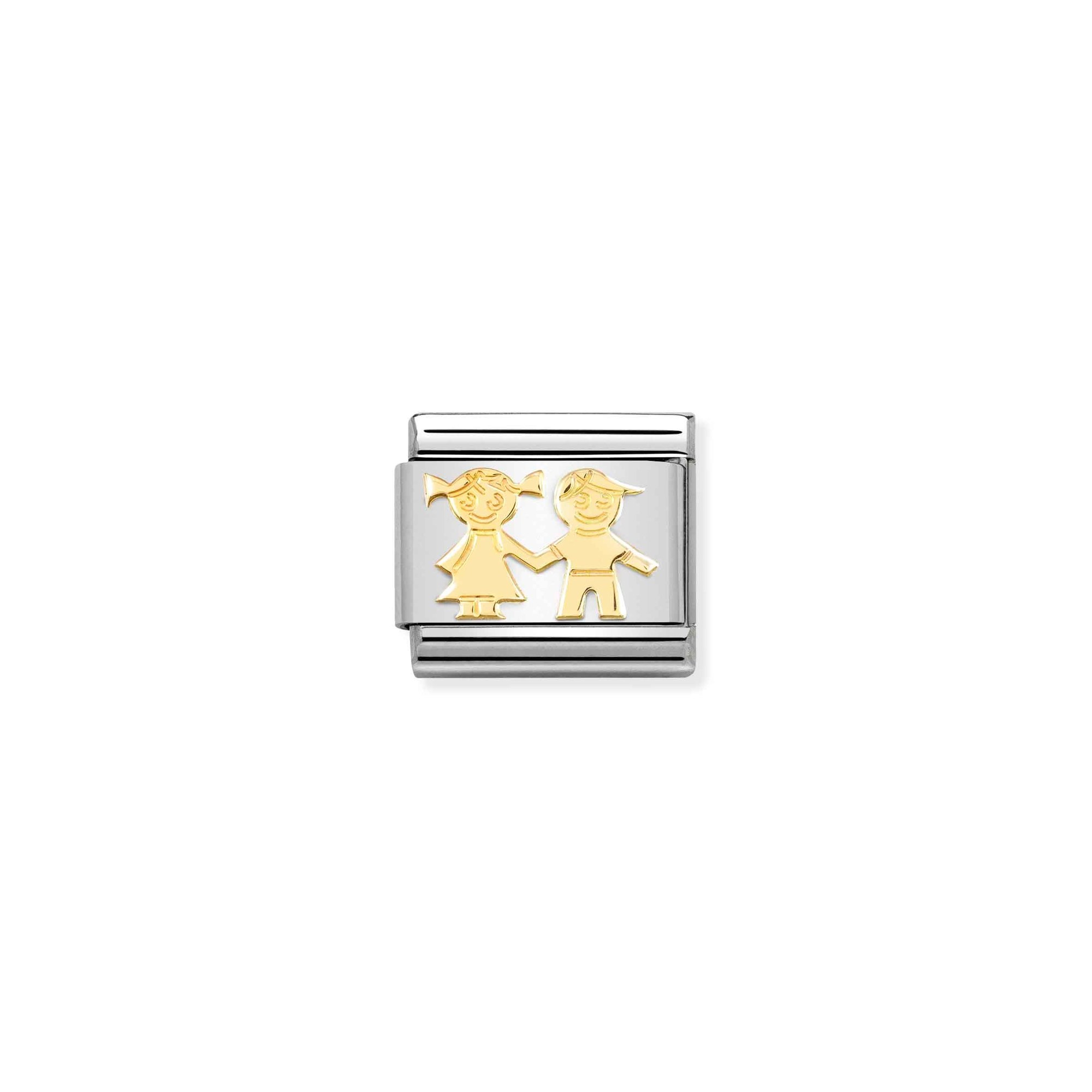 Nomination Composable Classic Charm Schwester und Bruder - Edelstahl, Gold 750 Gelbgold