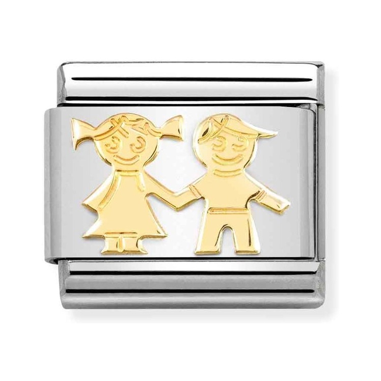 Nomination Composable Classic Charm Schwester und Bruder - Edelstahl, Gold 750 Gelbgold