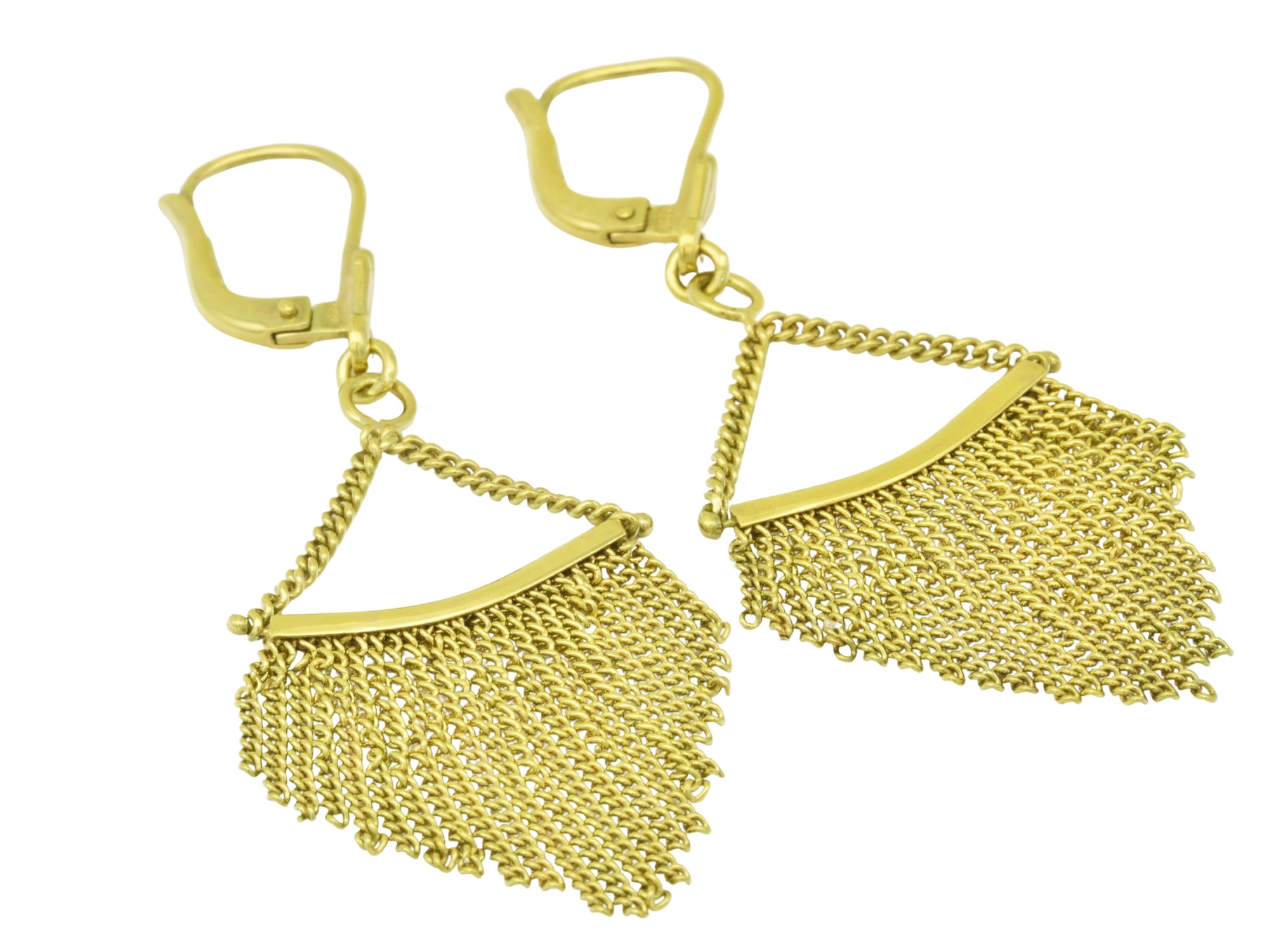 Ohrringe Ohrhänger Macramé - Gelbgold poliert
