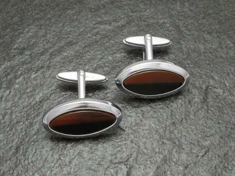 30032-0 Manschettenknöpfe SILBER mit echtem ONYX und KARNEOL, Hersteller Juwelier Harnisch, elegantes Design, ideal für besondere Anlässe, zeitlos und stilvoll.