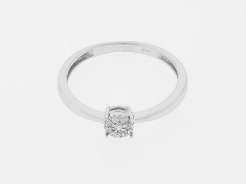 Silberrhodiierter Ring in Größe 58 mit funkelndem Zirkonia, Hersteller Juwelier Harnisch, schlichtes Design, ideal als eleganter Schmuck für besondere Anlässe.