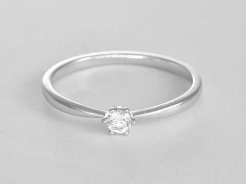 Weißgold Ring - Verlobungsring - zulaufend - Brillant 0,04 ct. W/Si - Gr. 54, Hersteller: Juwelier Harnisch, Ringe. Elegant und zeitlos, perfekt für den besonderen Moment.