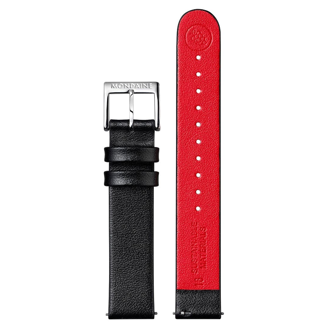 Mondaine Uhren Lederarmband FGM.3116.21Q.K - veganes Traubenleder Schwarz - 16 mm – Ansicht 2