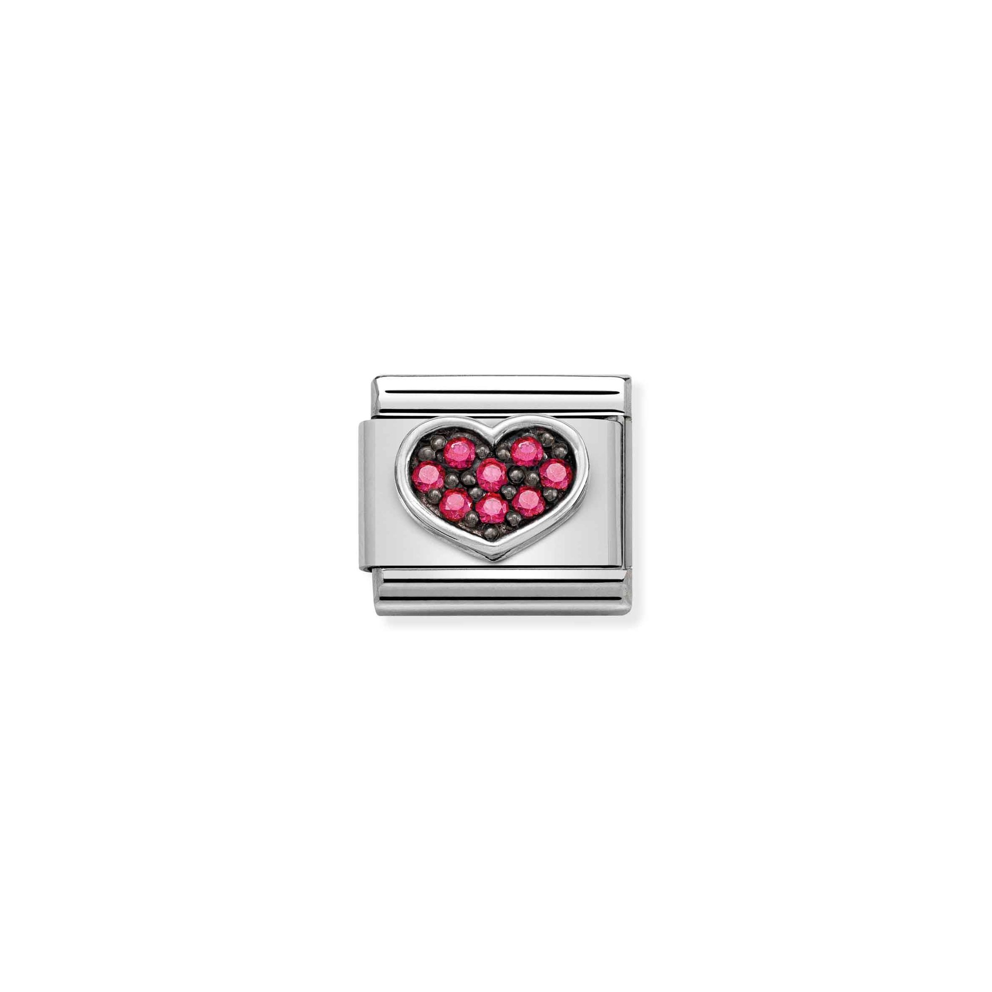 Nomination Composable Classic Charm Herz magenta - Edelstahl, Sterling Silber, Zirkonia