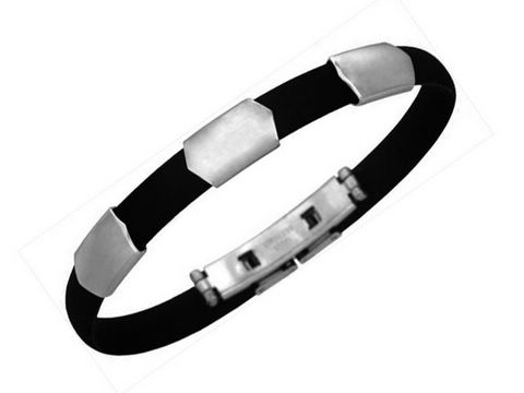 Kautschuk Edelstahl Armband in drei Teilen, schlichtes Design, hergestellt von Juwelier Harnisch, moderne Kautschuk Armbänder für stilvolle Akzente.