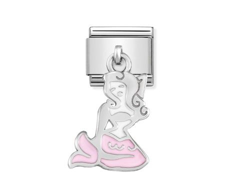 Charm in Form einer Meerjungfrau aus Silber mit rosa Akzenten, geeignet für die Nomination Classic Kollektion, Artikelnummer 331805 11, Hersteller: Nomination.